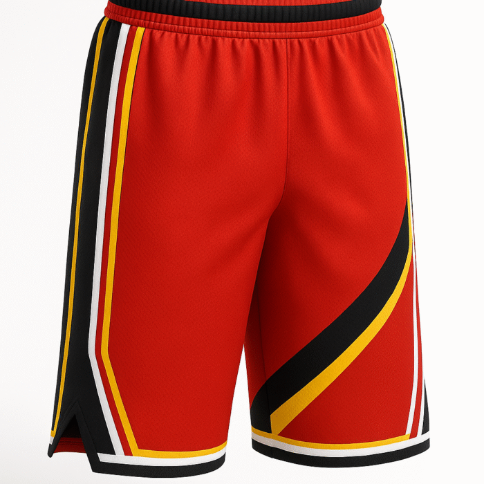 Red Curve-Stripe Performance Shorts