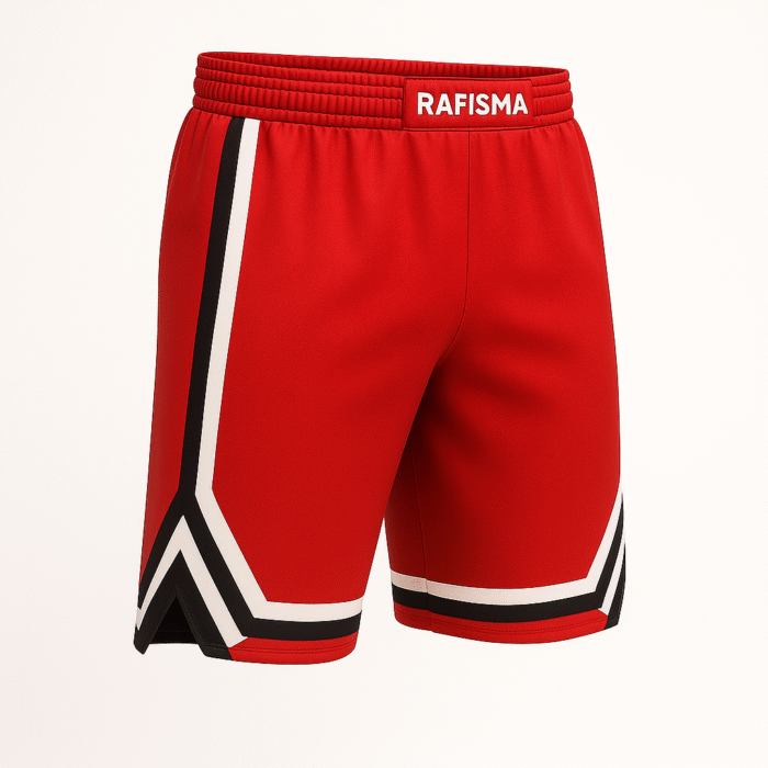 Red Performance Shorts with Black–White Trim